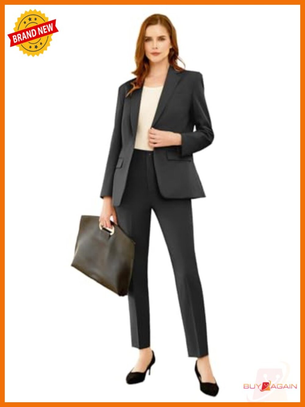2 Piece Pantsuit Set for Women Professional Work Business Suit Blazer & Trousers